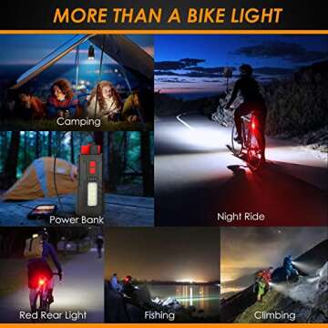 BOBKID USB Rechargeable Bike Lights Set, 6 Modes Bicycle Front Headlight and Back Taillight, 3000LM Water Resistant Bicycle Lights Front and Rear for Night Riding, Bike Accessories for Road Cycling