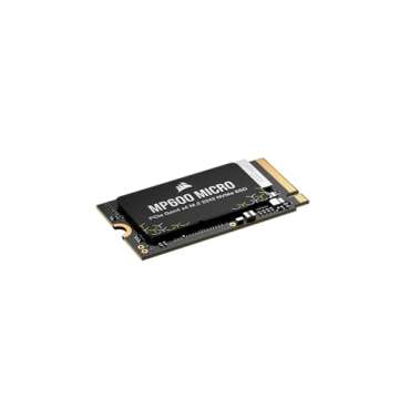 Corsair MP600 Micro 1TB M.2 NVMe PCIe x4 Gen4 2 SSD – M.2 2242 – Up to 5,100MB/sec Sequential Read – High-Density 3D TLC NAND – Compatible with Lenovo Legion Go and Thin PCIe 4.0 Laptops – Black