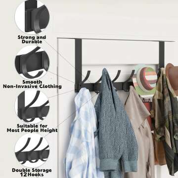 12 Hook Over The Door Hangers - Heavy Duty & Easy Install