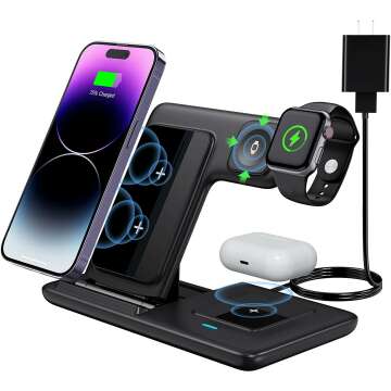 3 in 1 Wireless Charging Station for iPhone, Apple Watch & AirPods