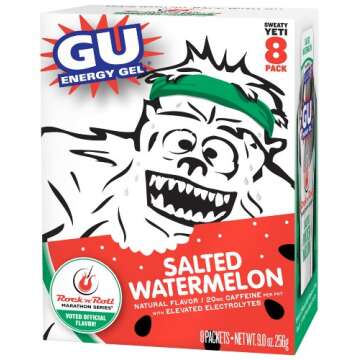 GU Energy Original Sports Nutrition Energy Gel, Salted Watermelon, 8 Count