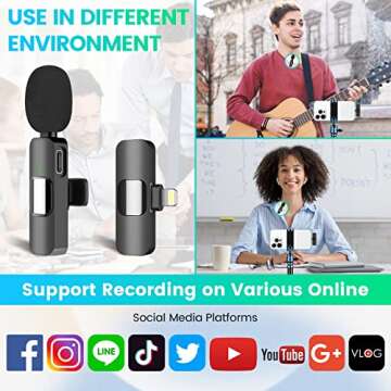 EJCC Wireless Microphones for iPhone & iPad