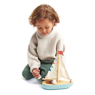 Tender Leaf Toys - Sailaway Boat - Educational Wooden Sailing Boat Play Set with 2 Animal Figures for Kids, Promotes Imaginative Play and Fine Motor Skills, Ship Toy Set for Boys and Girls - Age 3+