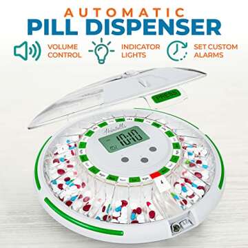 Pointells - Automatic Pill Dispenser with Sound Alarm for Timed Medicine Organizer - 28 Day Pill Dispenser Machine for Elderly with Alarm, Sound, Light - Timed Medication Dispenser Organizers