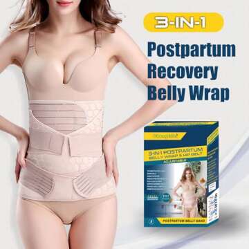 ChongErfei Postpartum Support Recovery Belly Wrap Waist/Pelvis Belt Body Shaper Postnatal Shapewear