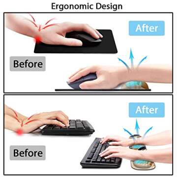 Keyboard Wrist Rest and Mouse Wrist Rest Pad + Coaster,Made of Memory Foam,Ergonomic Support,Easy Typing and Relieve Wrist Pain,Perfect for Gaming,Computer,Office,Laptop,Abstract Plants