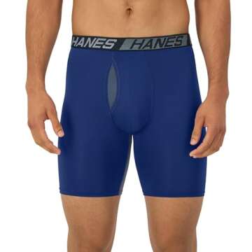 Hanes Men's X-Temp Total Support Pouch Boxer Brief, Anti-Chafing, Moisture-Wicking Underwear, Multi-Pack, Long Leg-Assorted, Large