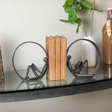 Contemporary Reader Bookend Statues