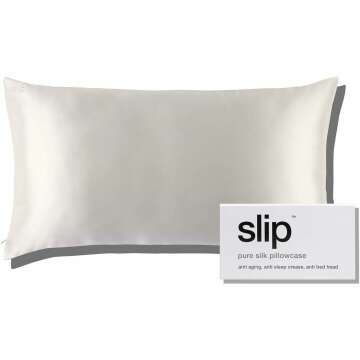 Slip Silk King Pillowcase, White (20" x 36") - 100% Pure 22 Momme Mulberry Silk Pillowcase - Anti-Aging, Anti-BedHead, Anti-Sleep Crease