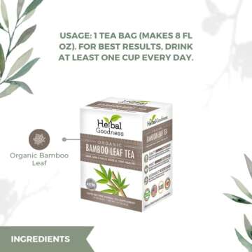 Bamboo Silica Supplements Herbal Tea 24 Bags - Organic Hair, Skin and Nails Vitamins Collagen Tea - Traditional Medicinals Tea for Facilitating Digestion, Detoxification & Strengthening Teeth & Gum