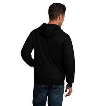 Fruit of the Loom Men's Eversoft Fleece Sweatshirts & Hoodies, Full Zip-Black, Large