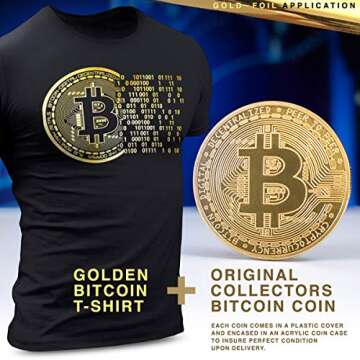 Golden Bitcoin T-Shirt for Crypto Currency Miners and Original Collectors Bitcoin Coin X-Large