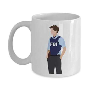 QKMKO Spencer Reid Criminal Minds Coffee Mug Cup (White) 11oz Criminal Minds Reid Merchandise FBI Gift Accessories Shirt Poster Sticker Pin Decal Artwork