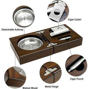 Wooden Cigar Ashtray Set