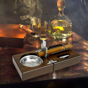 Wooden Cigar Ashtray Set