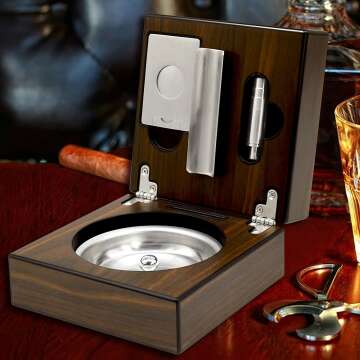 Travel Cigar Ashtray Set with Cutter & Punch - OYHBO