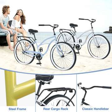 26 Inch Beach Cruiser Bike - Stylish & Versatile