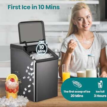 Gevi KNOVA V2.0 Gemi Nugget Ice Maker, Crushed Ice Makers Countertop with Self-Cleaning, Pellet Ice Machine for Home Kitchen Party, Sleek Stainless Steel Housing (Gray)