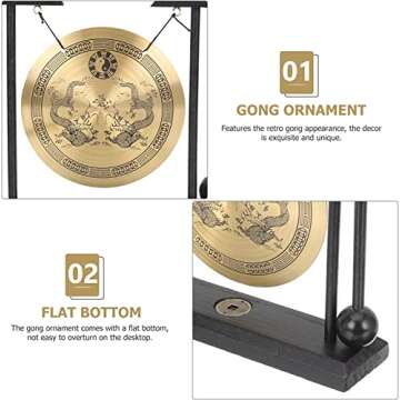 Zen Brass Feng Shui Decor Gong For Home Office Table Decor Japanese decor Collectible Figurines