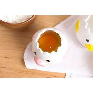 LuoCoCo Cute Egg Separator, Ceramics Vomiting Chicken Egg Yolk White Separator, Practical Household Small Egg Filter Splitter, Kitchen Gadget Baking Assistant Tool, Dishwasher Safe (Yellow)