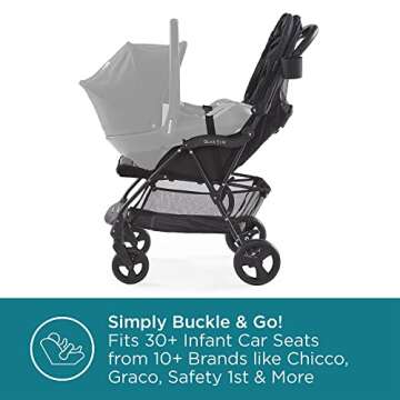 Contours Quick Elite Baby Stroller, Lightweight Compact Travel Stroller, Toddler Stroller, Infant Car Seat Compatibility, Multi-Position Seat Recline, Sun Canopy, 5-Point Safety Harness -Eclipse Black