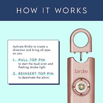 She’s Birdie Personal Safety Alarm for Women – Loud Siren & Strobe Light, Key Chain