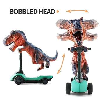 DINOBROS Dinosaur Scooter Toys Pull Back Cars Mini Finger Kick Scooters Boy Toy Age 3 4 5 6, Dino Gift Sets for Kids 4-Pack