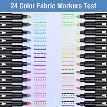 Fabric Markers Permanent for Clothes, 24 Colors Fabric Pens No Bleed, Fine Tip for Kids, Non-Toxic Markers Paint for Tote Bag White Shirt Baby Bibs Shoes