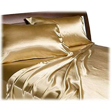 Royal Opulence Divatex Home Fashions Satin 3 pcs King Sheet Set, Gold