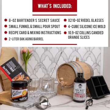 Bartender’s Secret Sauce Barrel-Aged Old Fashioned Cocktail Kit - Gifts for Cocktail Enthusiasts and Mixologists - Cocktail Gift Set includes Bartender’s Secret Sauce Old Fashioned Cocktail Syrup