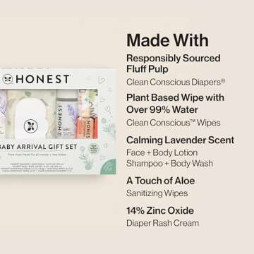 The Honest Company Baby Arrival Gift Set | Newborn Essentials Welcome Box | Diapers, Wipes, Personal Care, Diaper Rash Cream