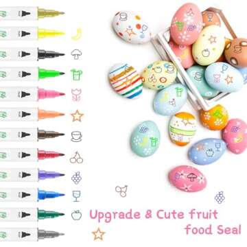 Food Coloring Pens,12Pcs Double Sided Food Grade Edible Markers with Fine&Thick Tip,Edible Gourmet Writer for Fondant,Desserts,Easter Eggs,Edible Markers for Cookie Food Coloring for Cake Decorating