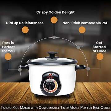 Pars Automatic Persian Rice Cooker - Tahdig Rice Maker Perfect Rice Crust 3 Cup