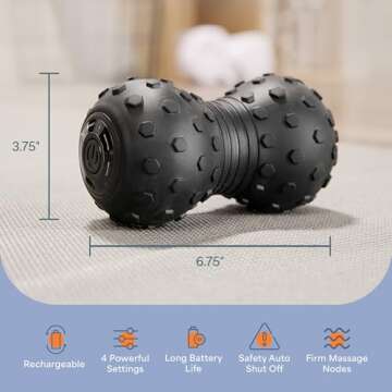 LifePro 4-Speed Vibrating Massage Ball - Peanut Massager Combines a Lacrosse Ball with Vibrating Foam Roller | Vibration Roller for Recovery, Mobility & Deep Tissue Trigger Point Therapy (Black)