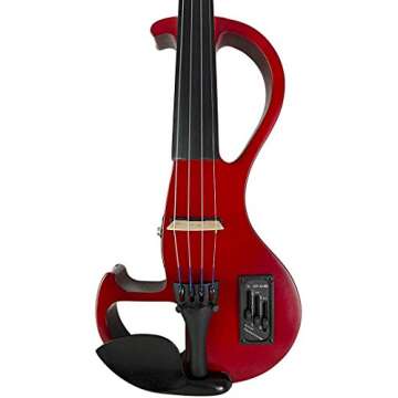 Electric Violin Bunnel Edge Outfit 4/4 Full Size (RED) — With Carrying Case and Accessories - Mini Amp - Headphone Jack - Piezo ceramic pick-up - from Kennedy Violins