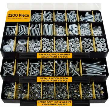 Jackson Palmer 2201 Piece Hardware Assortment Kit with Screws, Nuts, Bolts & Washers (3 Trays)…