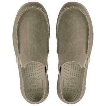 Crocs Men's Santa Cruz Loafers, Comfortable Men's Loafers, Slip On Shoes, Khaki/Khaki, 12 Men