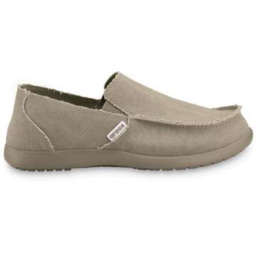 Crocs Men's Santa Cruz Loafers, Comfortable Men's Loafers, Slip On Shoes, Khaki/Khaki, 12 Men