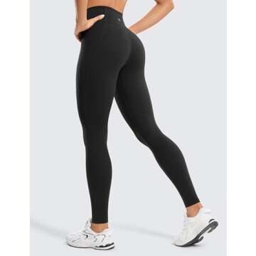 CRZ YOGA Womens Butterluxe Workout Leggings 28 Inches - High Waisted Gym Yoga Pants with Pockets Running Buttery Soft Black XX-Small