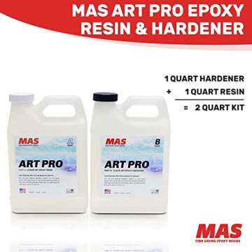 MAS Epoxies Art Pro Epoxy, Clear Kit with 2-Part Resin and Hardener, Low Viscosity and Enhanced UV Resistance, Ideal for Jewelry Making, Flower Preservation, and Other Resin Crafts (2 Quart)