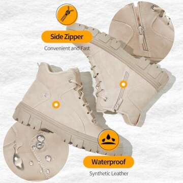 ZGR Women's Ankle Combat Snow Boots - Waterproof & Cozy