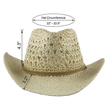 Muryobao Womens Summer Straw Hat Wide Brim Outdoor UV Protection Cowboy Sun Hat Foldable Packable Fedora Travel Beach Cap UPF 50+ with Wind Lanyard Khaki