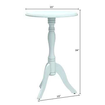 Decor Therapy Simplify Round Pedestal Accent Side Table, Chic & Compact MDF Furniture for Traditional Stylish Spaces - Antique Iced Blue - (15" x 15" x 24")