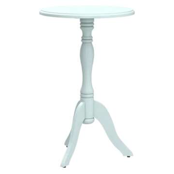 Decor Therapy Simplify Round Pedestal Accent Side Table, Chic & Compact MDF Furniture for Traditional Stylish Spaces - Antique Iced Blue - (15" x 15" x 24")