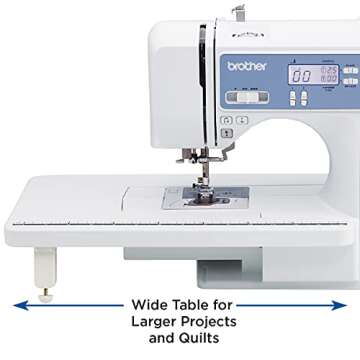 Brother Sewing and Quilting Machine, Computerized, 165 Built-in Stitches, LCD Display, Wide Table, 8 Included Presser Feet, White, 20x12x17