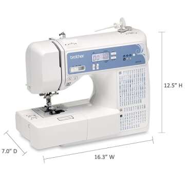 Brother Sewing and Quilting Machine, Computerized, 165 Built-in Stitches, LCD Display, Wide Table, 8 Included Presser Feet, White, 20x12x17