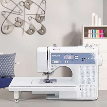 Brother Sewing and Quilting Machine, Computerized, 165 Built-in Stitches, LCD Display, Wide Table, 8 Included Presser Feet, White, 20x12x17