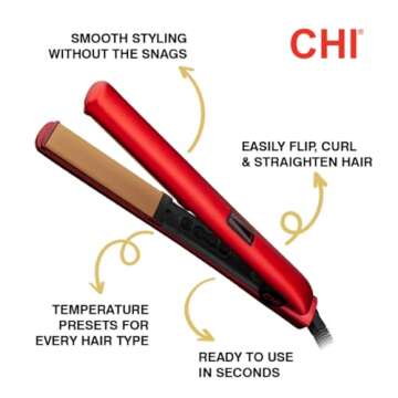 CHI New CHI Original Digital Ceramic Hairstyling Iron 1" Ruby Red, 1 lb.