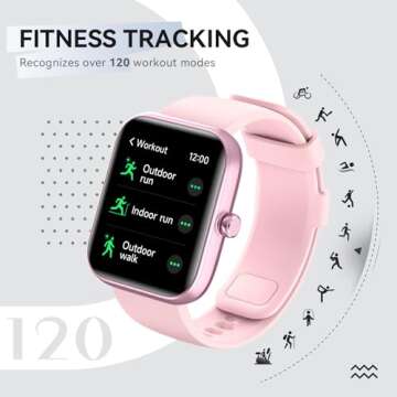 Smart Watches for Women Android & iPhone, 1.83'' Touch Screen Fitness Tracker Watch with Bluetooth Calls (Make/Answer), Health Monitor, IP68 Waterproof, 120 Sport Models, 14 Days Battery Life