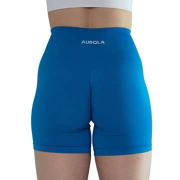 AUROLA Intensify Workout Shorts for Women Seamless Scrunch Short Gym Yoga Running Sport Active Exercise Fitness Shorts(M,Diva Blue)